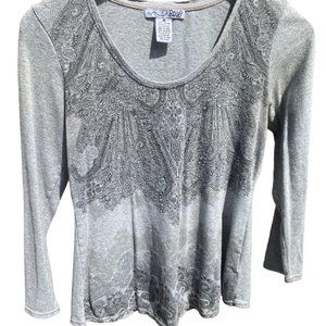 RXB gray rhinestone long sleeve tee sz M